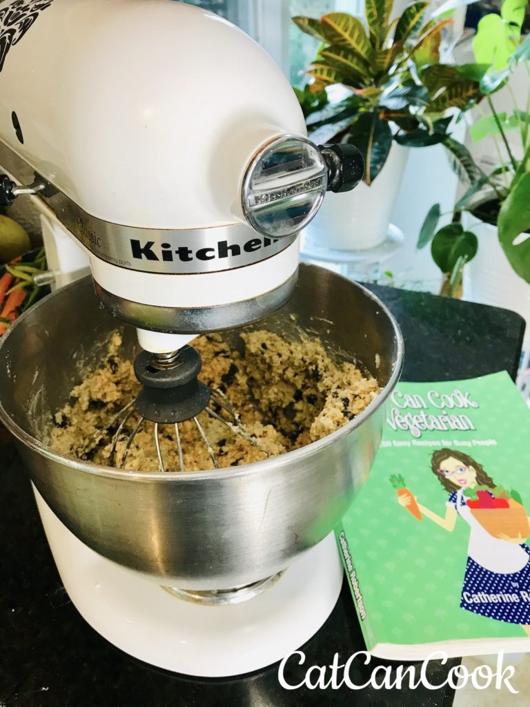 Mixing Easy Oatmeal Chocolate Chip Cookies